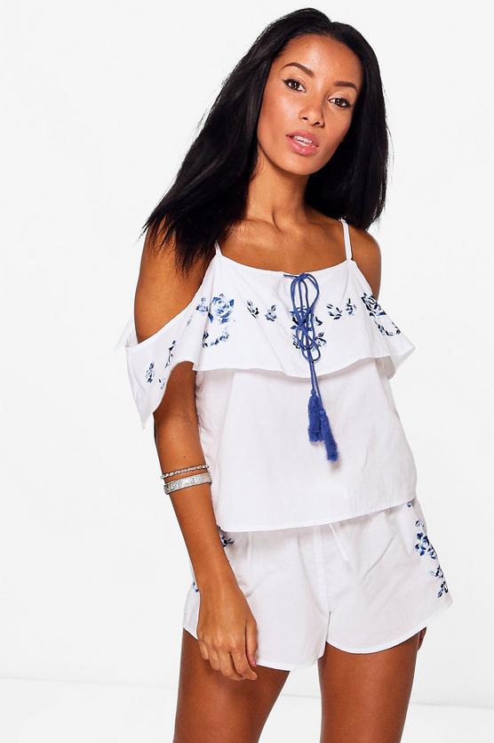Zoe Boutique Floral Embroidered Beach Co-ord